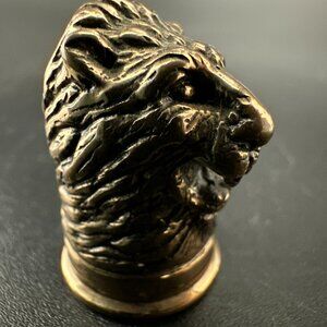 Vintage 1990 Daniel Riccio Lion Bronze Art Thimble 1" Signed